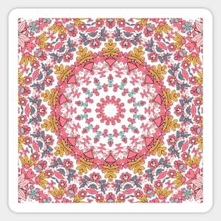 Flower and Hearts valentines and spring Kaleidoscope pattern (Seamless) 12 Sticker